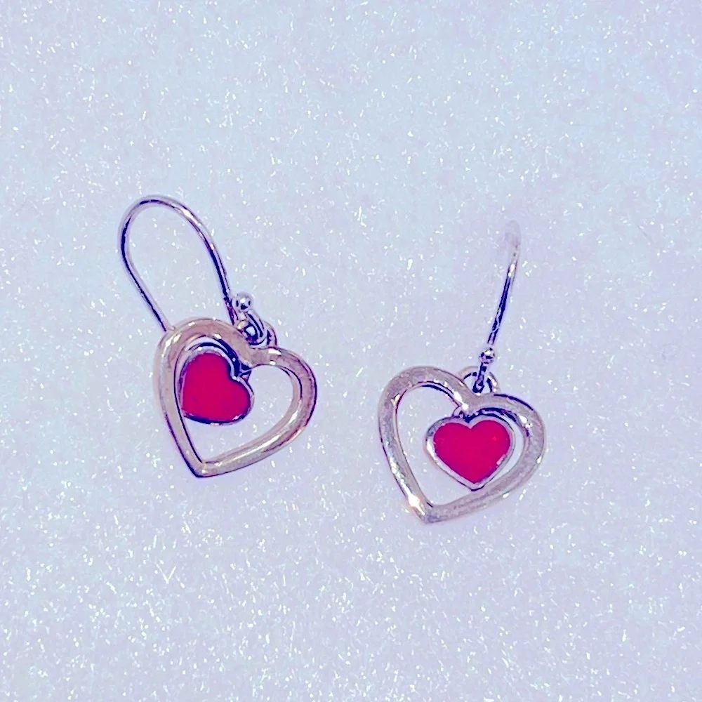 Coach Y2K VINTAGE Sterling Silver Heart Drop Earrings - Picture 7 of 8